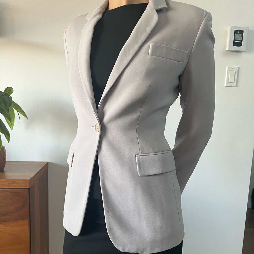 EMPORIO ARMANI ITALY 100% Virgin Wool Luxury Grey Boyfriend Blazer
